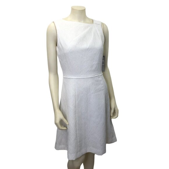 TAHARI-LEVINE WHITE SLEEVELESS  A LINE DRESS SZ 4 NEW WITH TAG - Picture 1 of 5